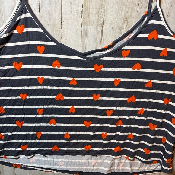Sunday Sleep Tank From Old Navy Blue Stripe With Orange Hearts 4X - Picture 14 of 16